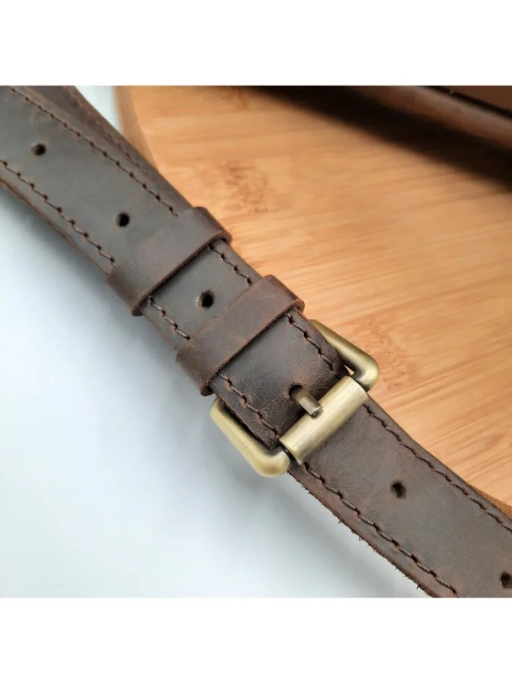 Handmade Leather Goods Brown Full Grain Messenger Bag Shoulder Strap USA 'JMM'